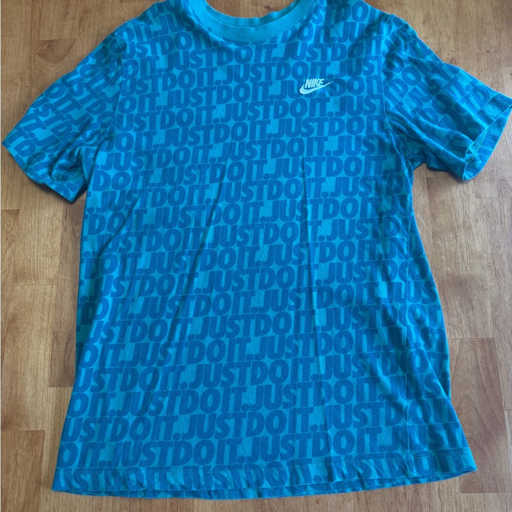 Nike Turquoise Blue 'Just Do It' Repeat Logo Tee